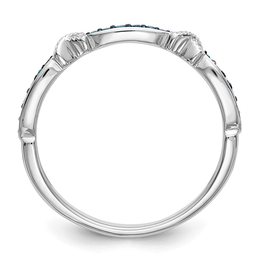 Buy Stylish 14K White Gold X-Design Band with 1/10 Carat Blue Diamonds
