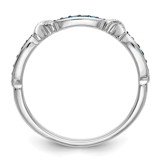 Buy Stylish 14K White Gold X-Design Band with 1/10 Carat Blue Diamonds