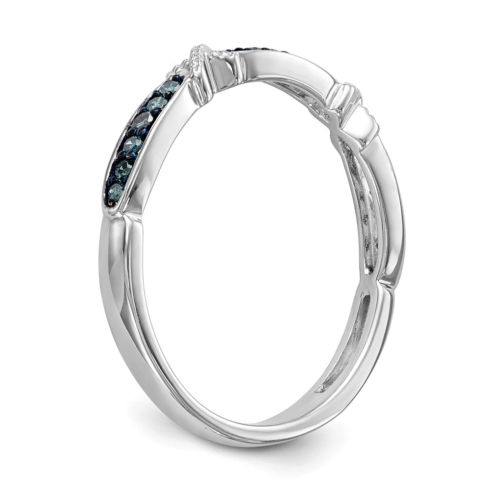 Buy Stylish 14K White Gold X-Design Band with 1/10 Carat Blue Diamonds