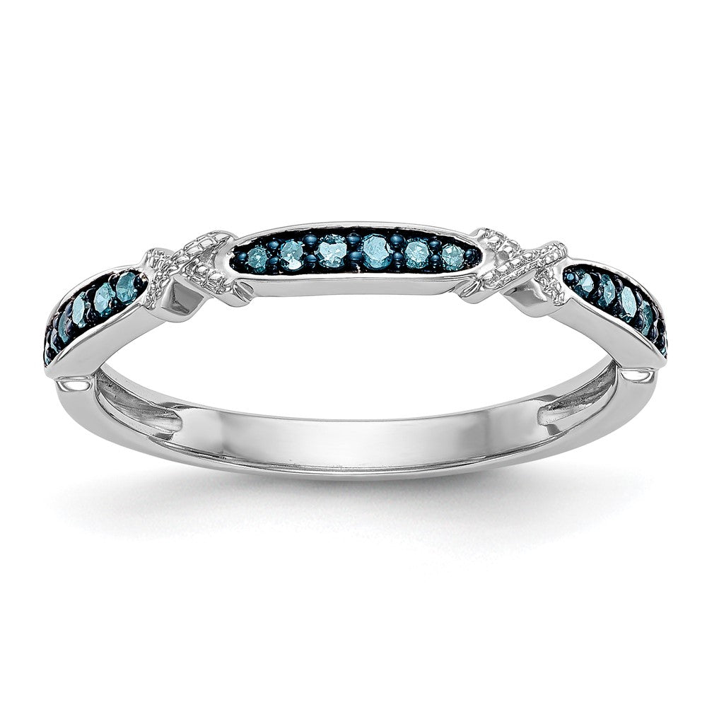 Buy Stylish 14K White Gold X-Design Band with 1/10 Carat Blue Diamonds