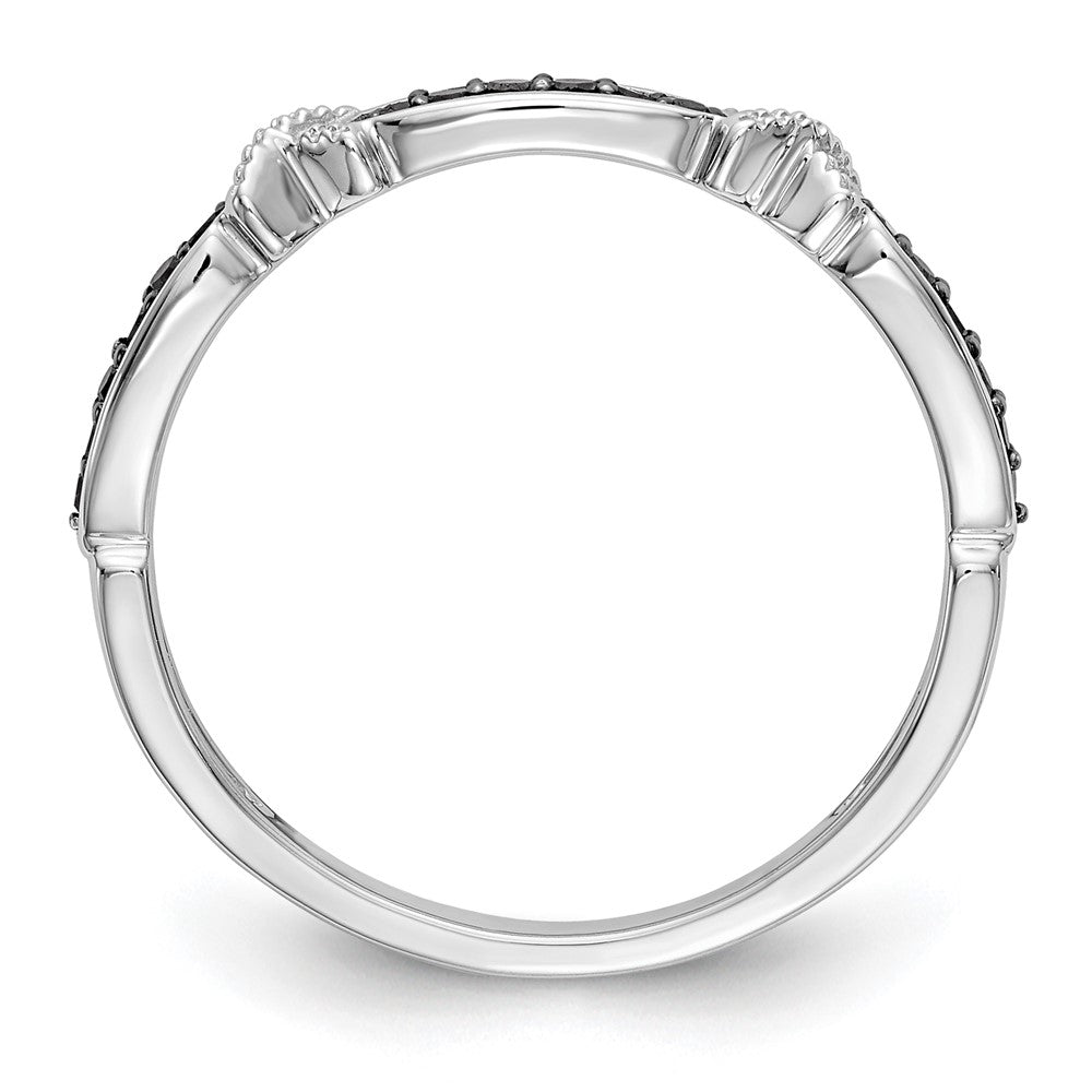 High-quality 14K White Gold X-Design Band with 1/10 Carat Black Diamonds - Stylish Value