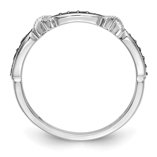 High-quality 14K White Gold X-Design Band with 1/10 Carat Black Diamonds - Stylish Value