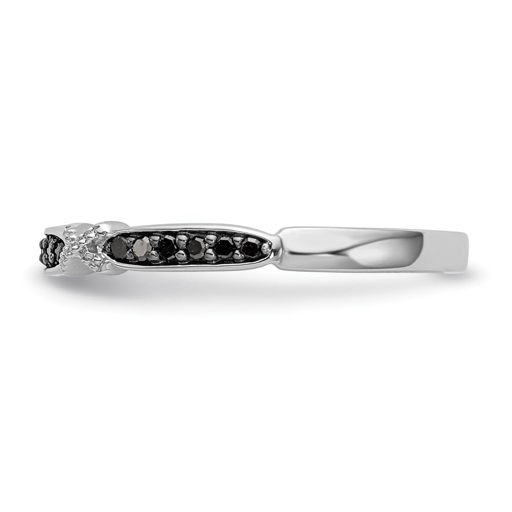 High-quality 14K White Gold X-Design Band with 1/10 Carat Black Diamonds - Stylish Value