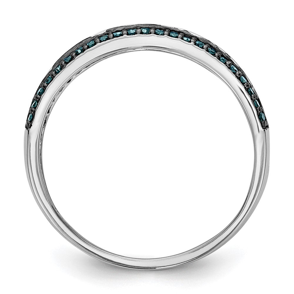 Buy Exclusive 14K White Gold Channel Set Band with 3/4 Carat Blue & White Diamonds - Stylish Luxury!