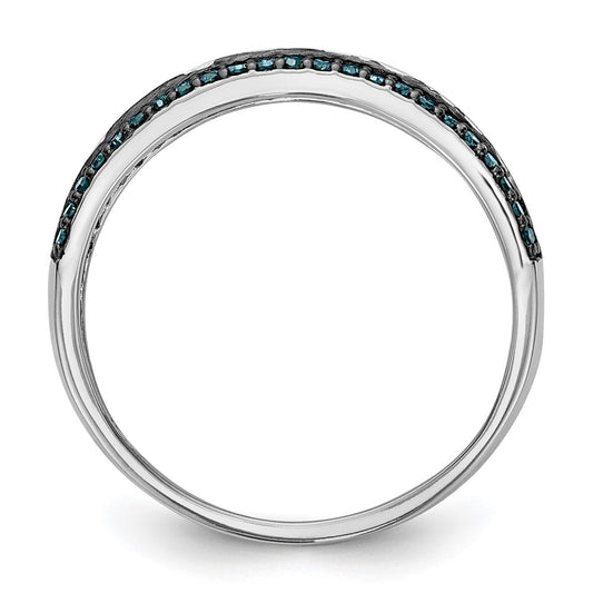 Buy Exclusive 14K White Gold Channel Set Band with 3/4 Carat Blue & White Diamonds - Stylish Luxury!