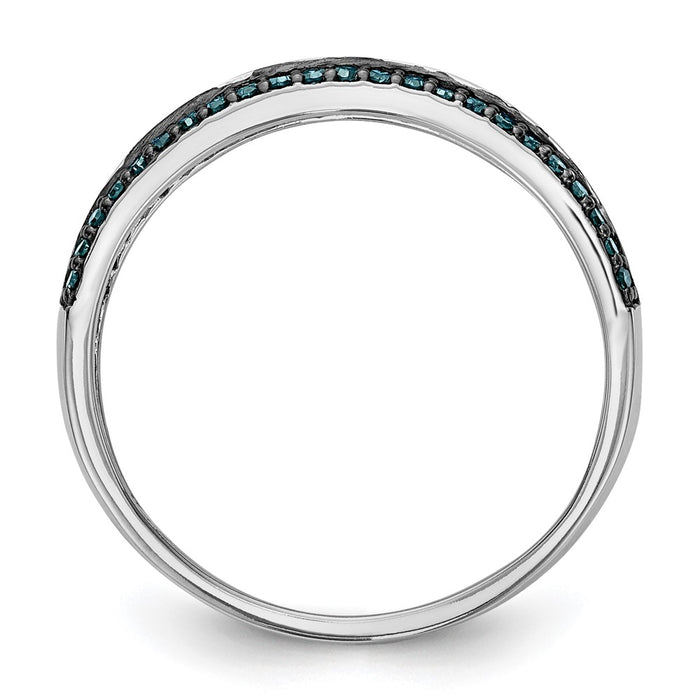 Buy Exclusive 14K White Gold Channel Set Band with 3/4 Carat Blue & White Diamonds - Stylish Luxury!-2