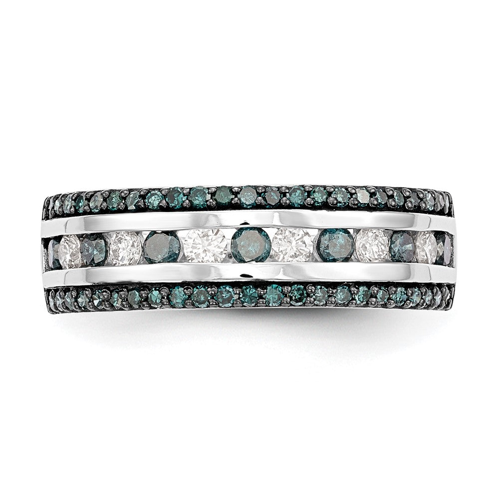 Buy Exclusive 14K White Gold Channel Set Band with 3/4 Carat Blue & White Diamonds - Stylish Luxury!