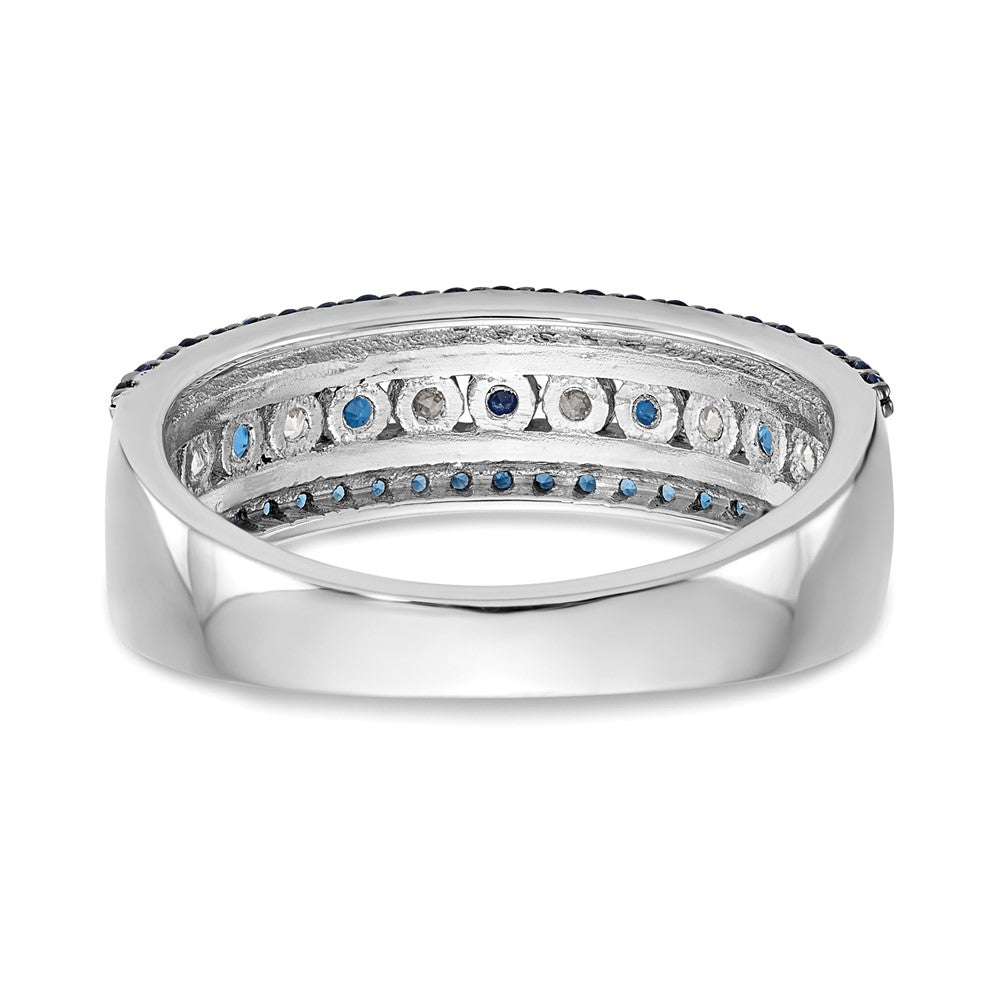 Buy Exclusive 14K White Gold Channel Set Band with 3/4 Carat Blue & White Diamonds - Stylish Luxury!