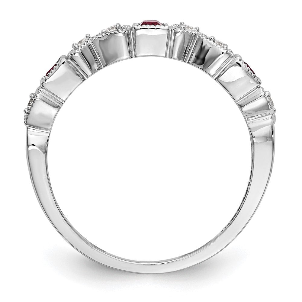 Shop Stylish 14K White Gold Heart-Shaped Band with 1/10 Carat Diamond & Ruby