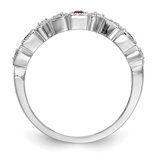 Shop Stylish 14K White Gold Heart-Shaped Band with 1/10 Carat Diamond & Ruby