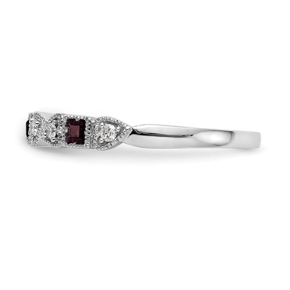 Shop Stylish 14K White Gold Heart-Shaped Band with 1/10 Carat Diamond & Ruby