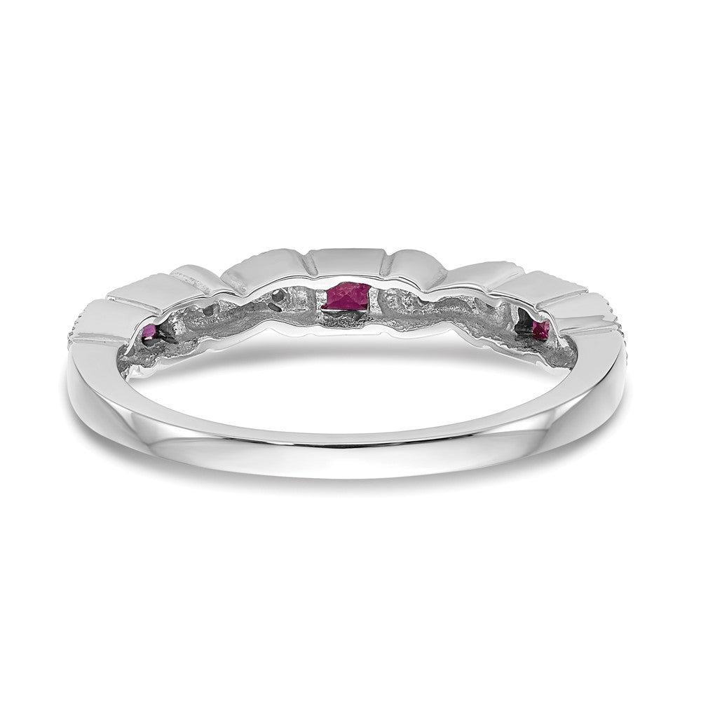 Shop Stylish 14K White Gold Heart-Shaped Band with 1/10 Carat Diamond & Ruby