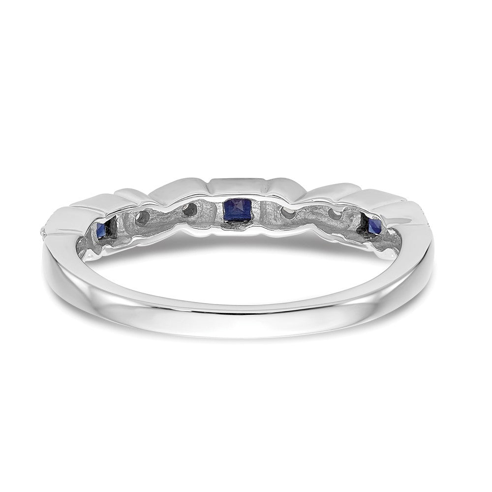 Buy Stylish 14K White Gold Heart-Shaped Band with 1/10 Carat Diamond & Blue Sapphire