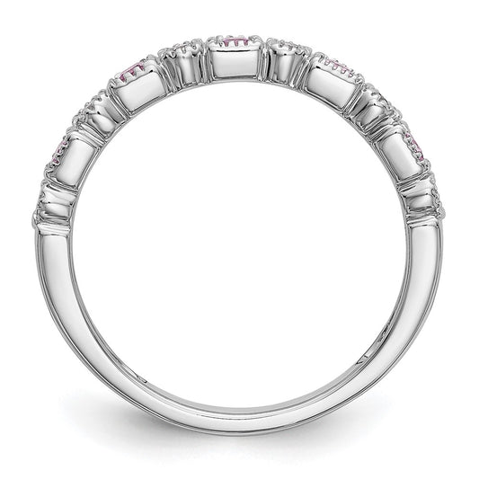 Shop Stylish 14K White Gold Diamond & Pink Sapphire Band - 1/10 Carat Diamonds