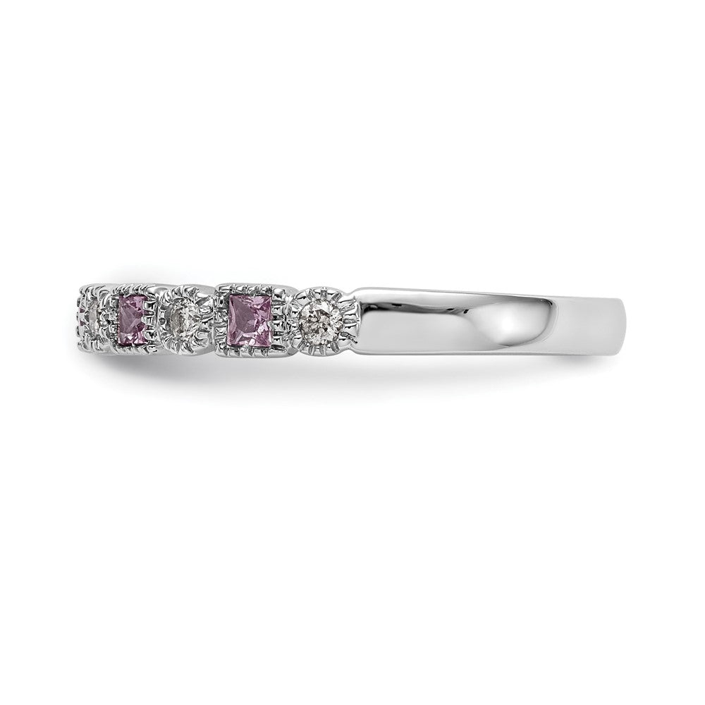 Shop Stylish 14K White Gold Diamond & Pink Sapphire Band - 1/10 Carat Diamonds