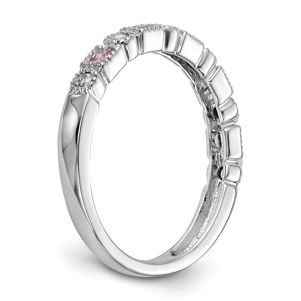 Shop Stylish 14K White Gold Diamond & Pink Sapphire Band - 1/10 Carat Diamonds