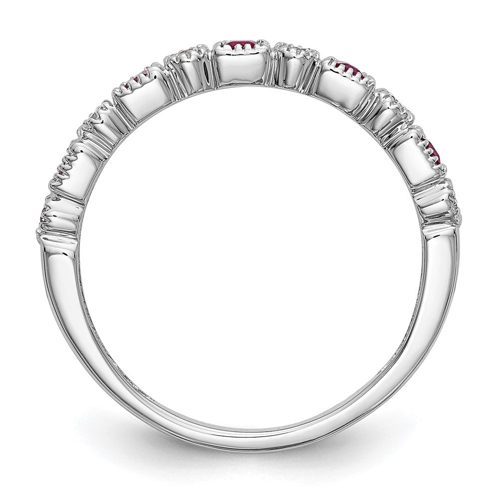 Buy Exclusive 14K White Gold Diamond & Ruby Full Band Ring, 1/10 Ct Value