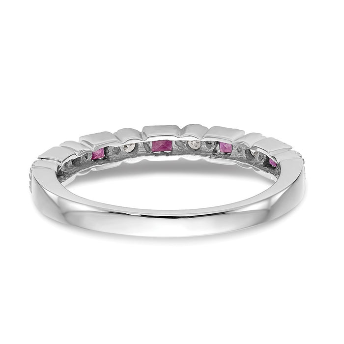 Buy Exclusive 14K White Gold Diamond & Ruby Full Band Ring, 1/10 Ct Value-5
