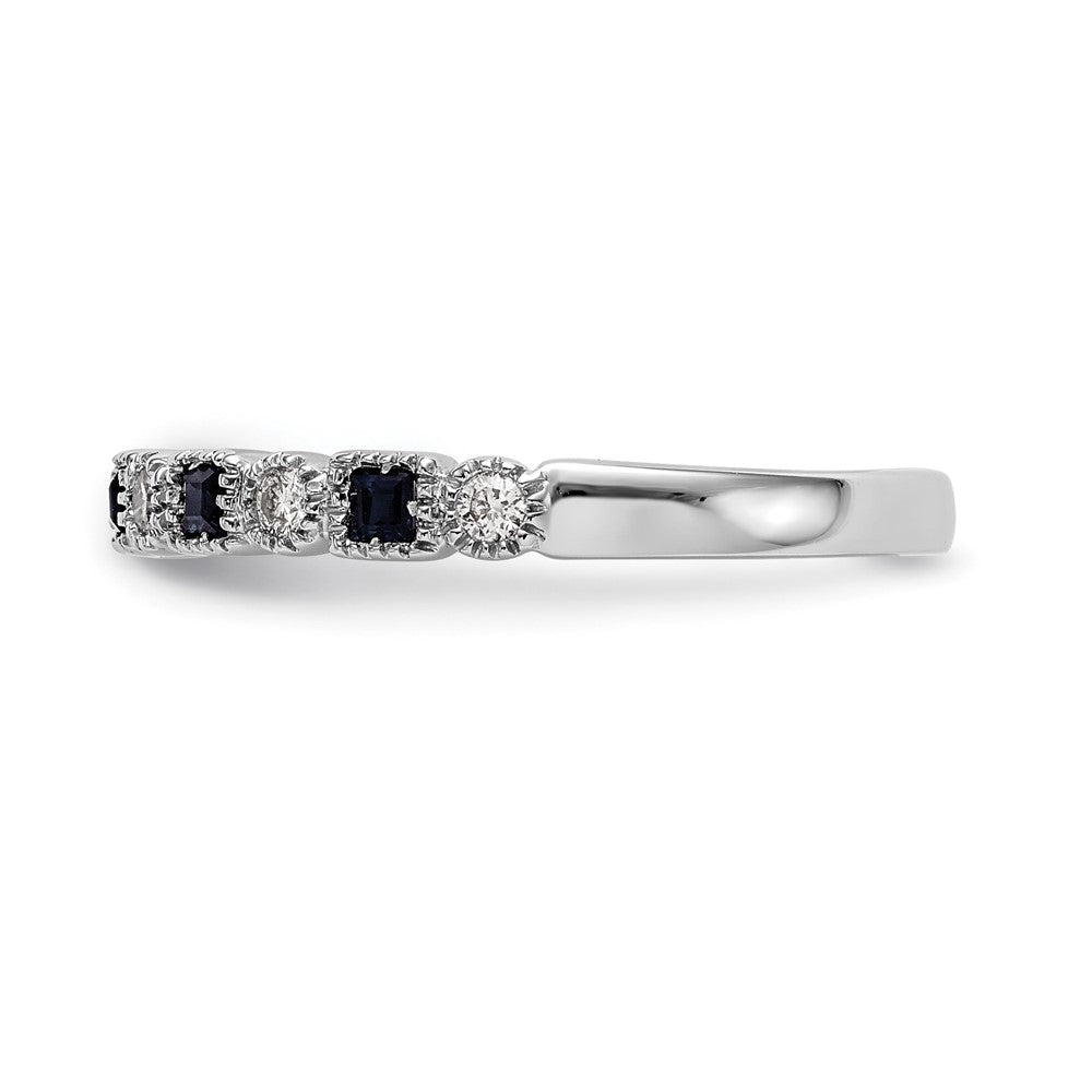 Buy Exclusive 14K White Gold Diamond & Blue Sapphire Eternity Band | 1/10 Carat