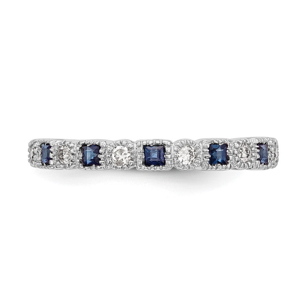 Buy Exclusive 14K White Gold Diamond & Blue Sapphire Eternity Band | 1/10 Carat