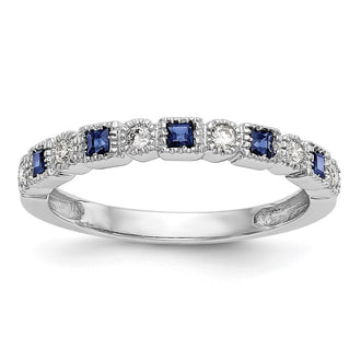 Buy Exclusive 14K White Gold Diamond & Blue Sapphire Eternity Band | 1/10 Carat