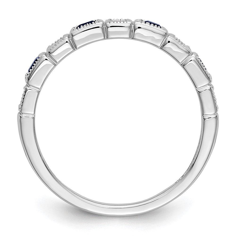 Exclusive 14K White Gold Diamond & Blue Sapphire Full Band, 1/10 Carat - Stylish Value