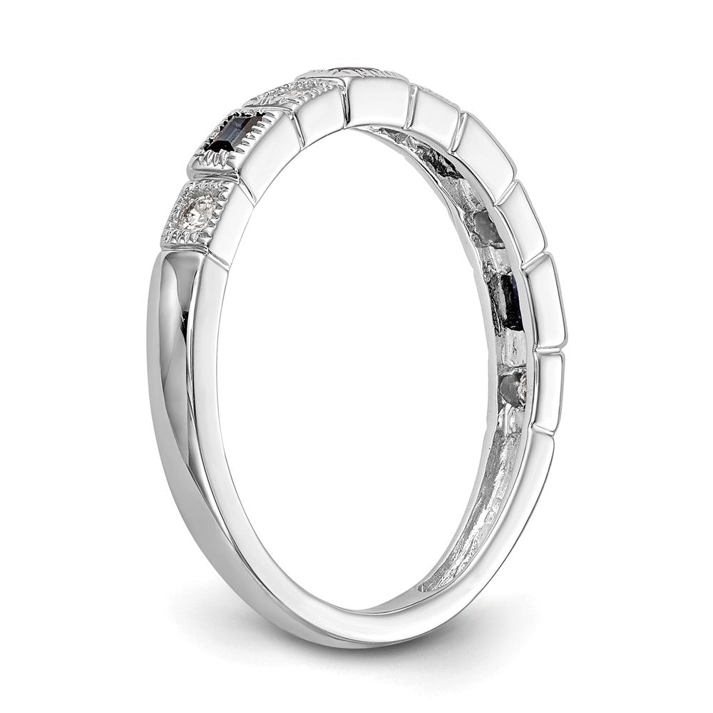 Exclusive 14K White Gold Diamond & Blue Sapphire Full Band, 1/10 Carat - Stylish Value