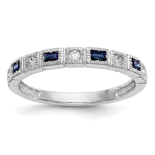 Exclusive 14K White Gold Diamond & Blue Sapphire Full Band, 1/10 Carat - Stylish Value