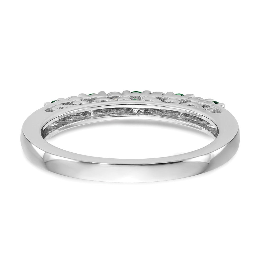 Buy Stylish 14K White Gold Diamond & Emerald Eternity Band - .01 Carat Stones