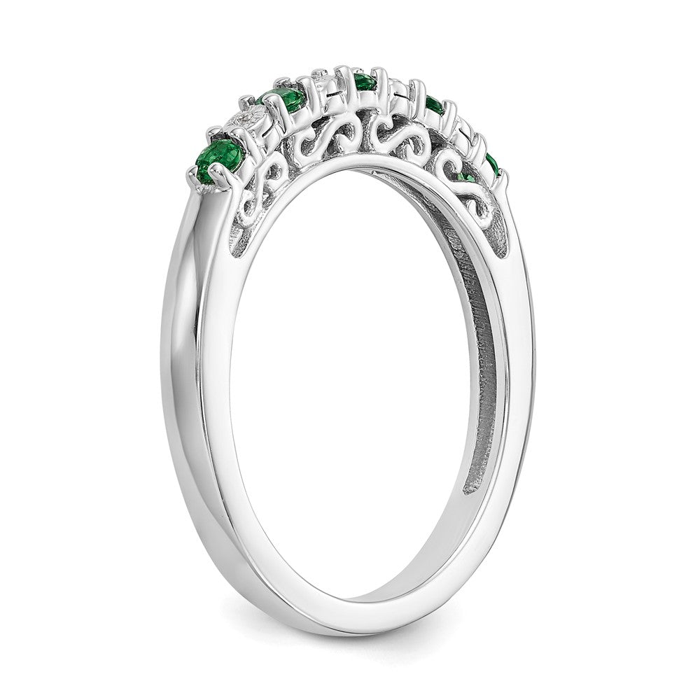 Buy Stylish 14K White Gold Diamond & Emerald Eternity Band - .01 Carat Stones