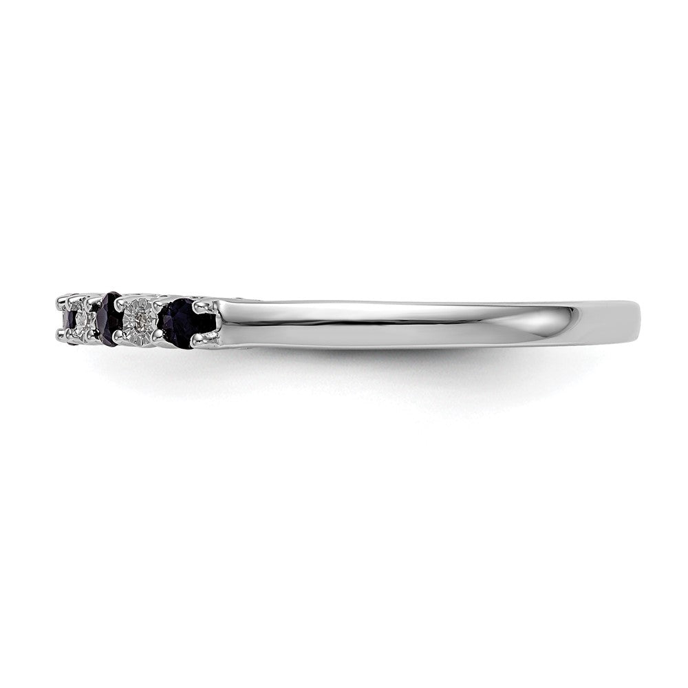 Designer 14K White Gold Diamond & Blue Sapphire Eternity Band, .01 Carat
