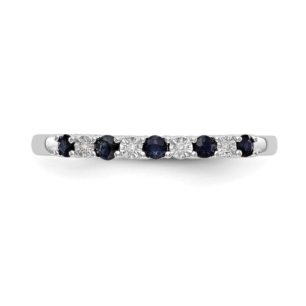 Designer 14K White Gold Diamond & Blue Sapphire Eternity Band, .01 Carat