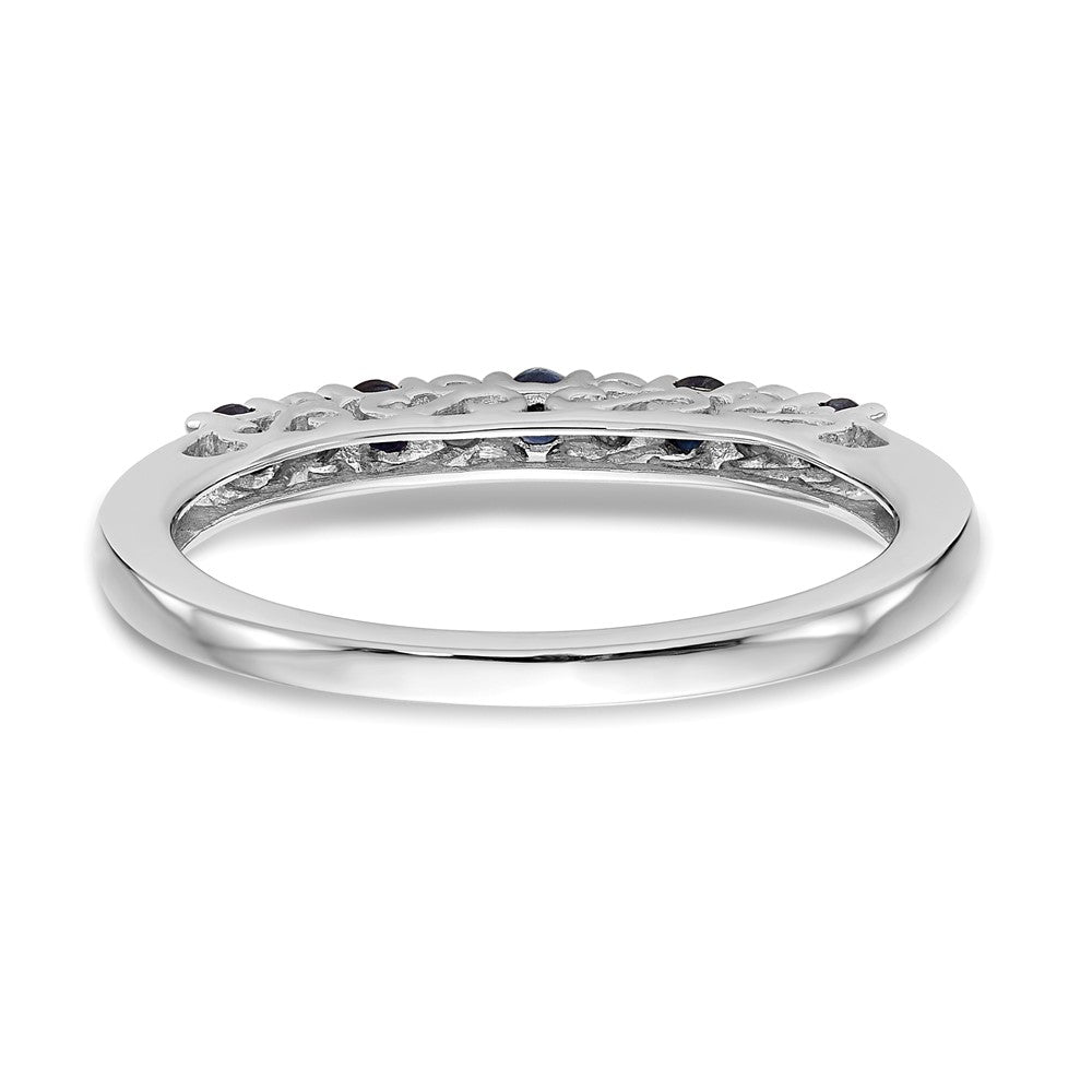 Designer 14K White Gold Diamond & Blue Sapphire Eternity Band, .01 Carat