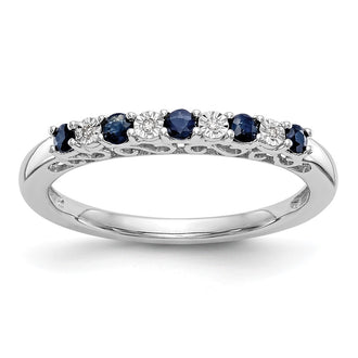Designer 14K White Gold Diamond & Blue Sapphire Eternity Band, .01 Carat