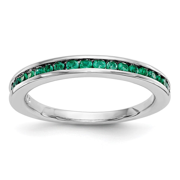 14K White Gold Emerald Channel Set Band