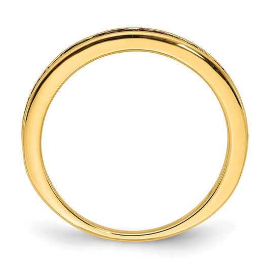 High-Quality 14K Gold Ruby Channel Set Band - Stylish Luxury Jewelry Design
