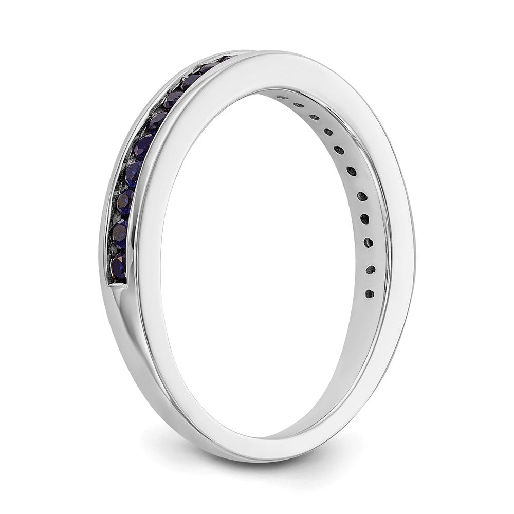Buy 14K White Gold Channel Set Band with Blue Sapphires - Stylish Luxury!