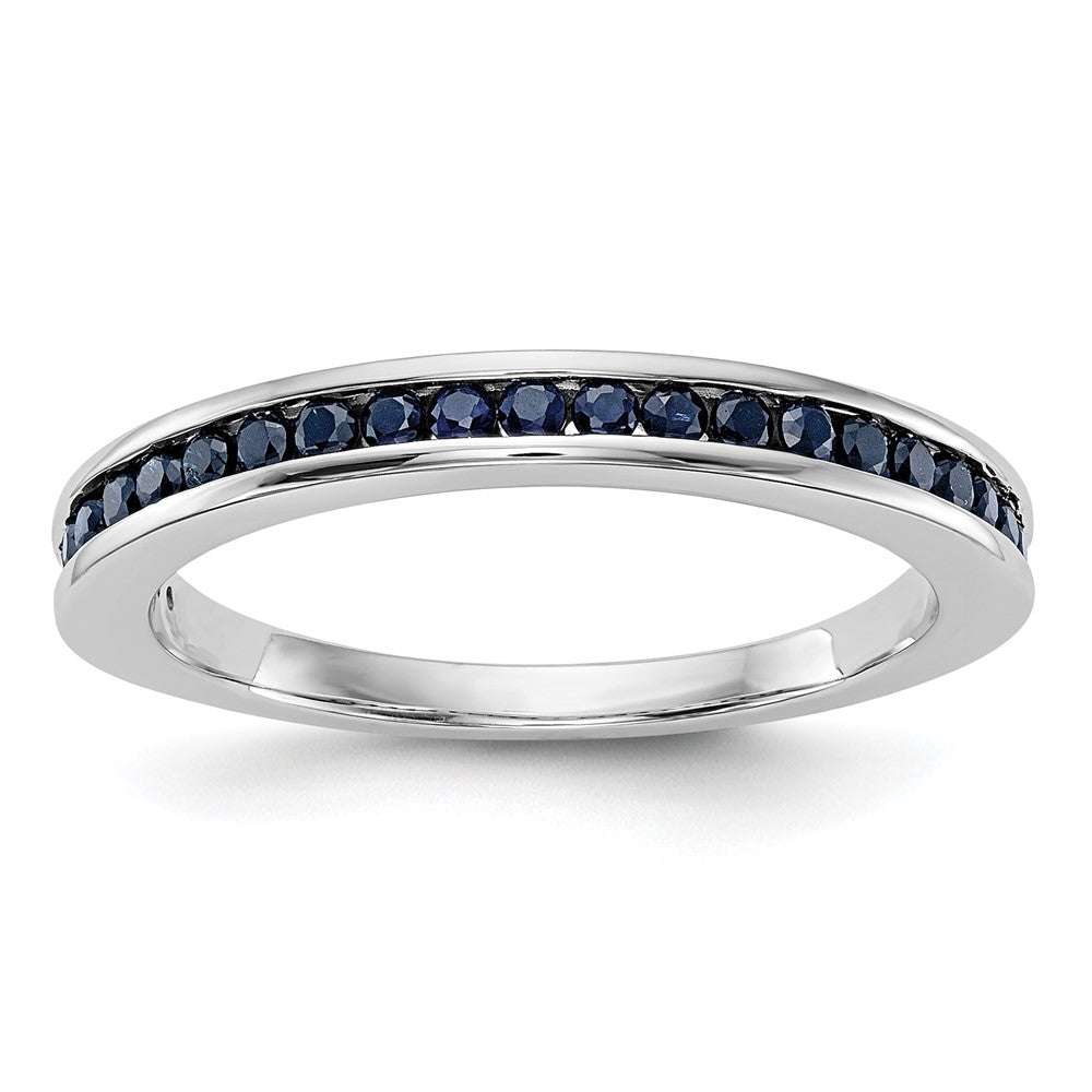 Buy 14K White Gold Channel Set Band with Blue Sapphires - Stylish Luxury!