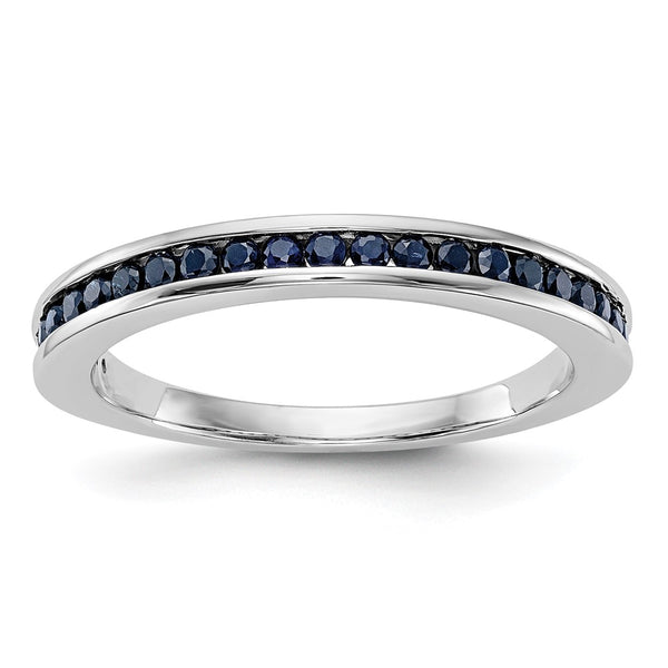 14K White Gold Channel Set Band with Blue Sapphires