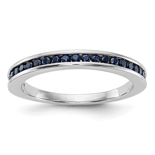 Buy 14K White Gold Channel Set Band with Blue Sapphires - Stylish Luxury!