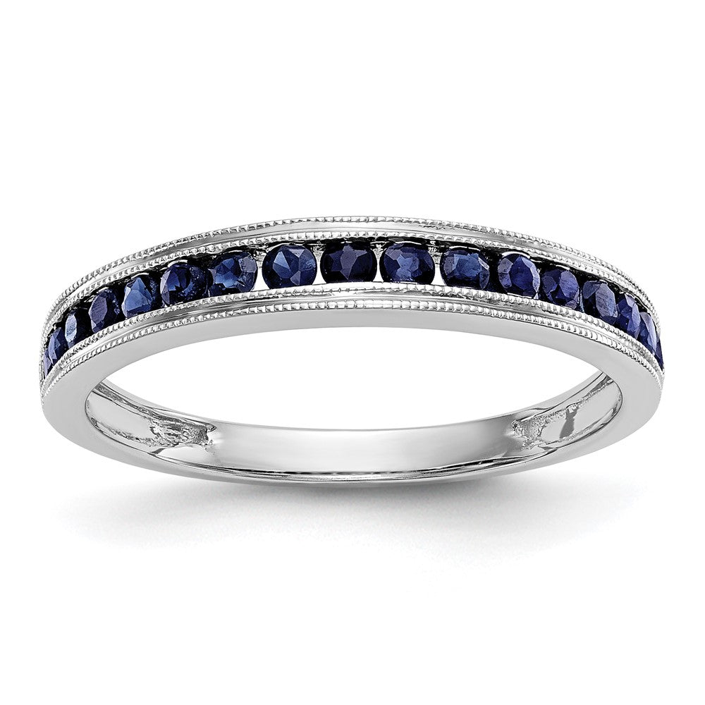 Buy Stylish 14K White Gold Channel Set Band with Blue Sapphires, 7mm