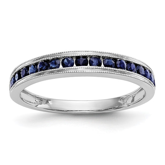 Buy Stylish 14K White Gold Channel Set Band with Blue Sapphires, 7mm