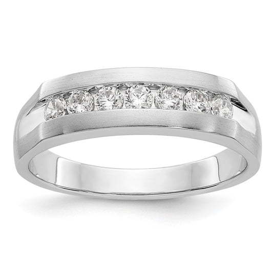 Exclusive 14K White Gold Men's Channel Band | 7-Stone 1/2 Carat Diamonds