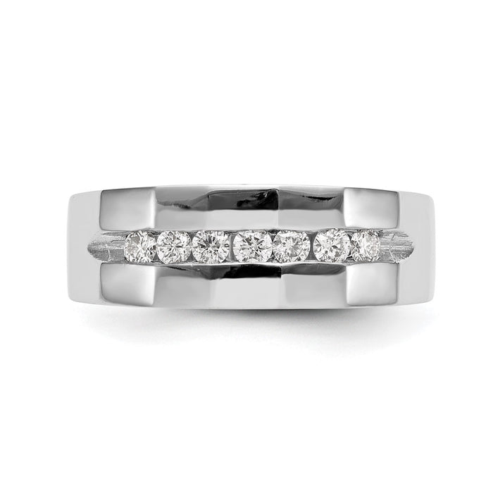 Buy Stylish 14K White Gold Men's Channel Band with 7-Stone Diamonds, 1/3 Carat-4
