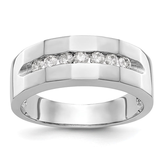 Buy Stylish 14K White Gold Men's Channel Band with 7-Stone Diamonds, 1/3 Carat
