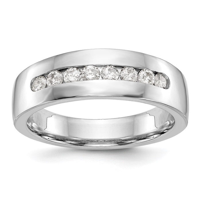 Buy Designer 14K White Gold Men's Channel Band with 8 Diamonds, 1/2 ct-1