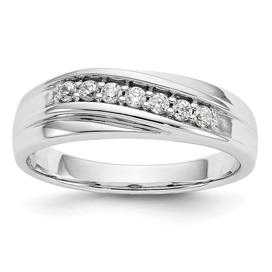 Exclusive 14K White Gold Men's Band with 1/4 Carat Diamond Accents