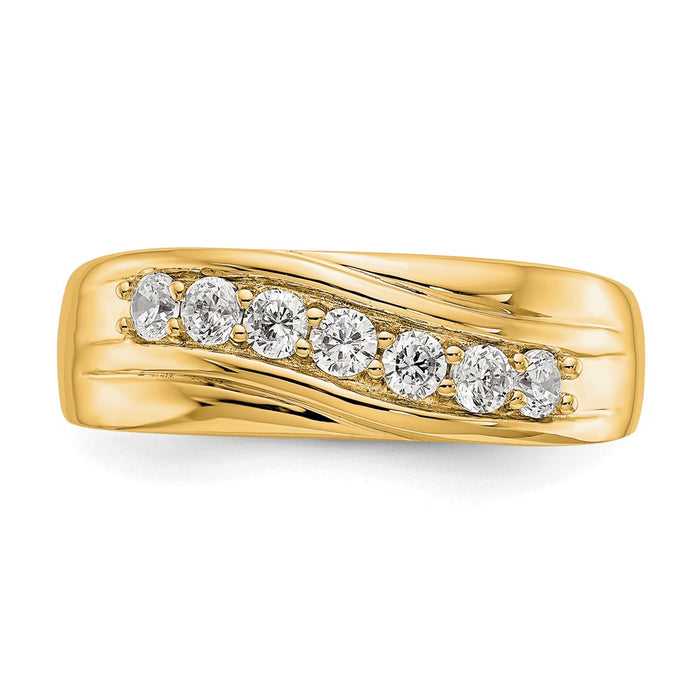 Buy Stylish 14K Yellow Gold Men's Band - 7-Stone 1/2 Carat Diamond Design-4