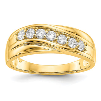 Buy Stylish 14K Yellow Gold Men's Band - 7-Stone 1/2 Carat Diamond Design