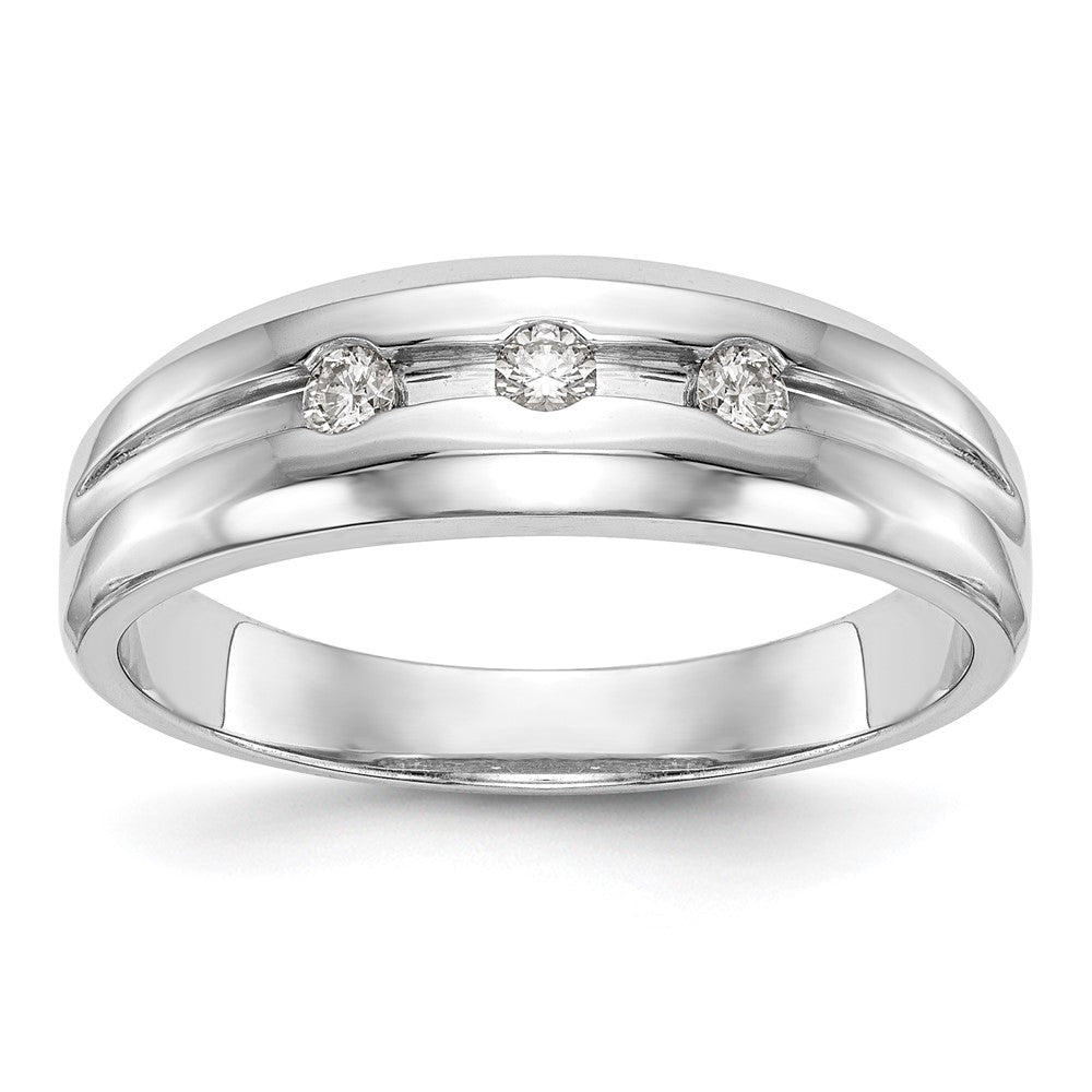 Buy Exclusive 14K White Gold Men's 3-Stone Diamond Band, 1/6 Carat Value